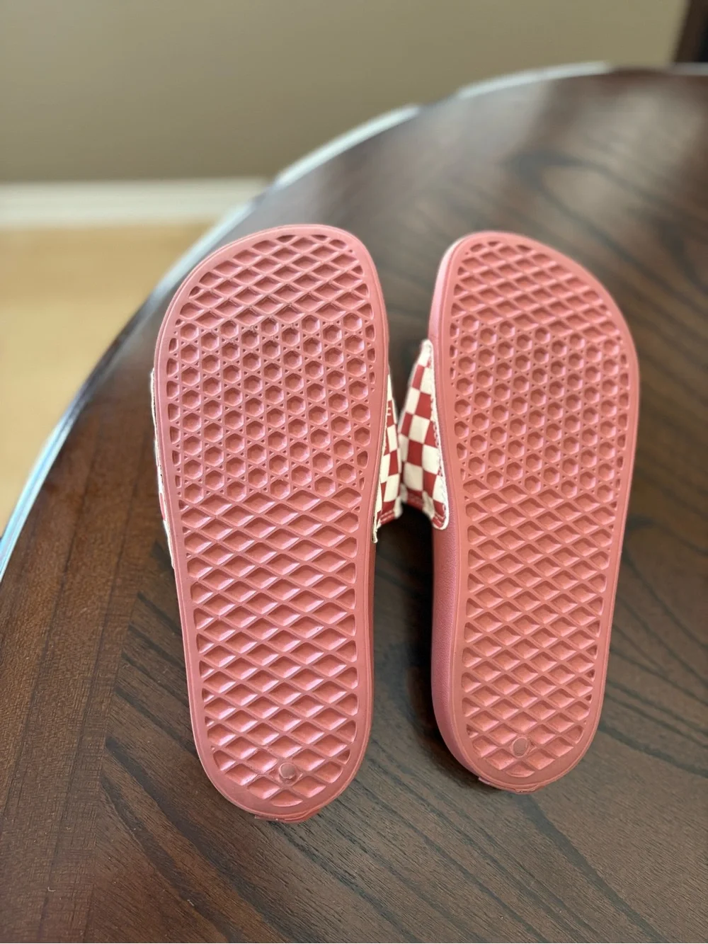 Vans Women’s Checkerboard Slide Sandals - Pink/White Size 9 - Picture 6 of 7
